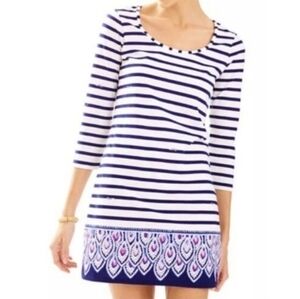Lilly Pulitzer | Navy Blue Beacon Serene Striped Shift Dress (Size Small)